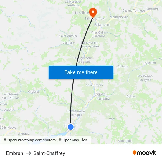 Embrun to Saint-Chaffrey map