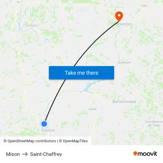 Mison to Saint-Chaffrey map