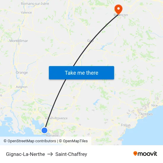 Gignac-La-Nerthe to Saint-Chaffrey map