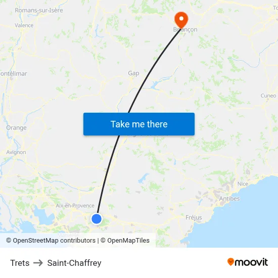 Trets to Saint-Chaffrey map