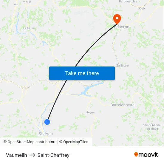 Vaumeilh to Saint-Chaffrey map