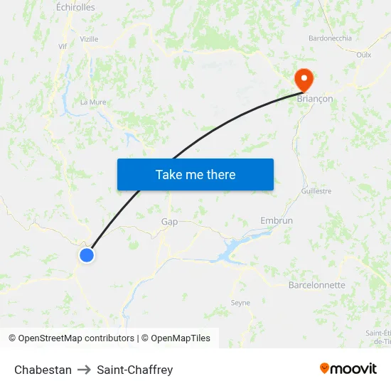Chabestan to Saint-Chaffrey map