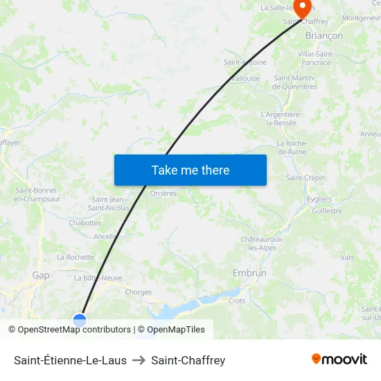 Saint-Étienne-Le-Laus to Saint-Chaffrey map