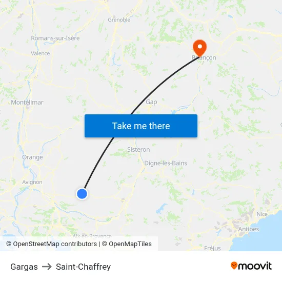 Gargas to Saint-Chaffrey map