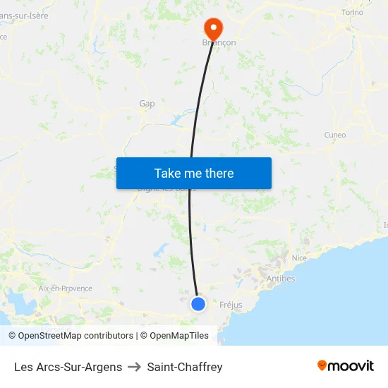Les Arcs-Sur-Argens to Saint-Chaffrey map
