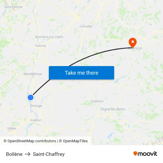 Bollène to Saint-Chaffrey map