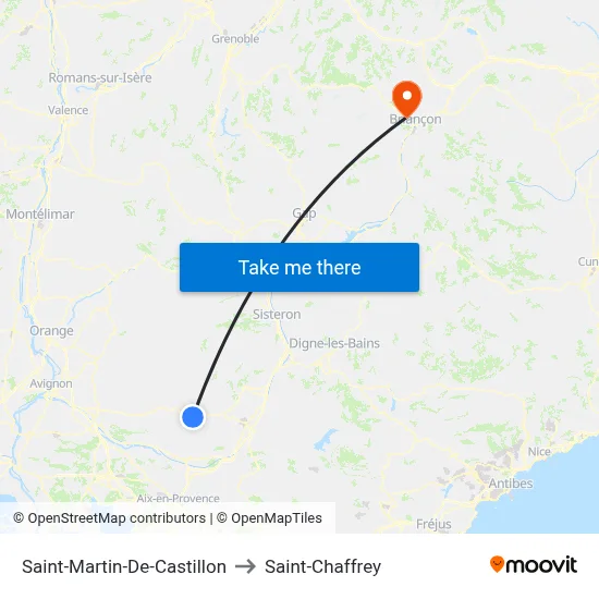 Saint-Martin-De-Castillon to Saint-Chaffrey map