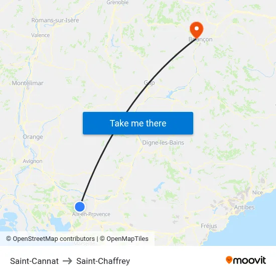 Saint-Cannat to Saint-Chaffrey map