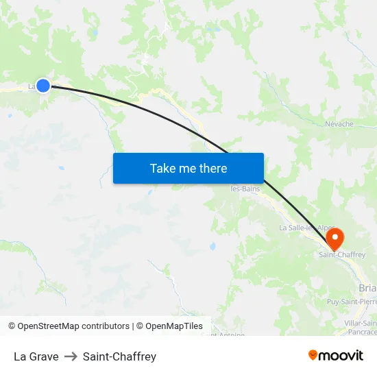 La Grave to Saint-Chaffrey map