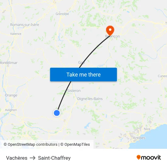 Vachères to Saint-Chaffrey map
