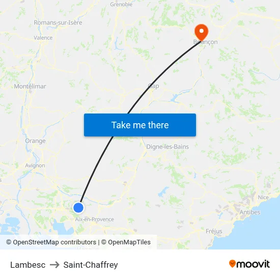 Lambesc to Saint-Chaffrey map