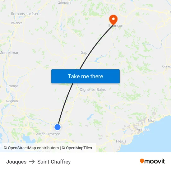 Jouques to Saint-Chaffrey map