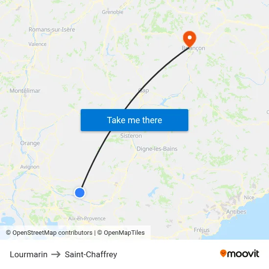 Lourmarin to Saint-Chaffrey map