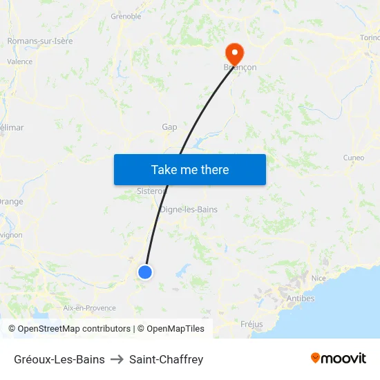 Gréoux-Les-Bains to Saint-Chaffrey map