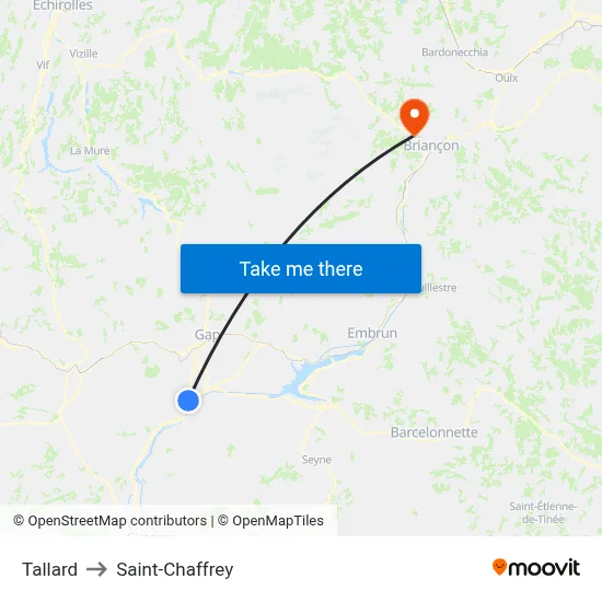 Tallard to Saint-Chaffrey map