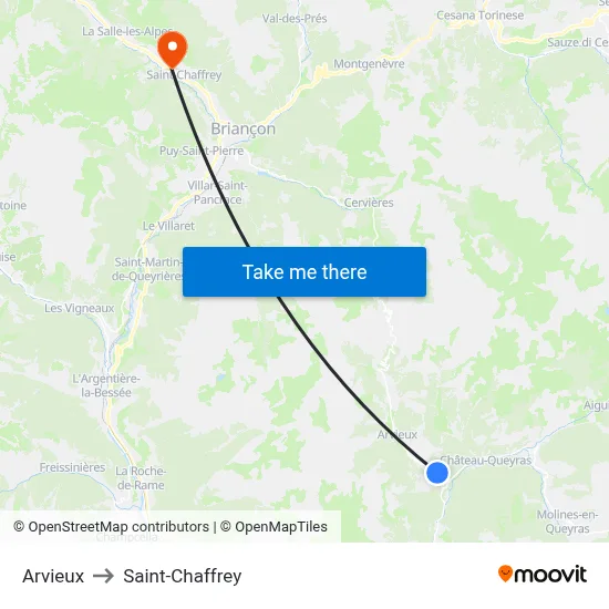 Arvieux to Saint-Chaffrey map