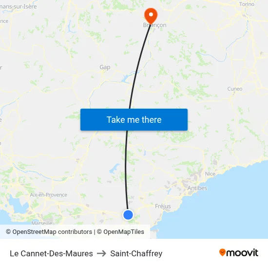 Le Cannet-Des-Maures to Saint-Chaffrey map