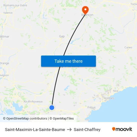 Saint-Maximin-La-Sainte-Baume to Saint-Chaffrey map