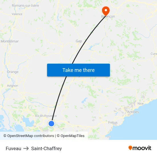 Fuveau to Saint-Chaffrey map