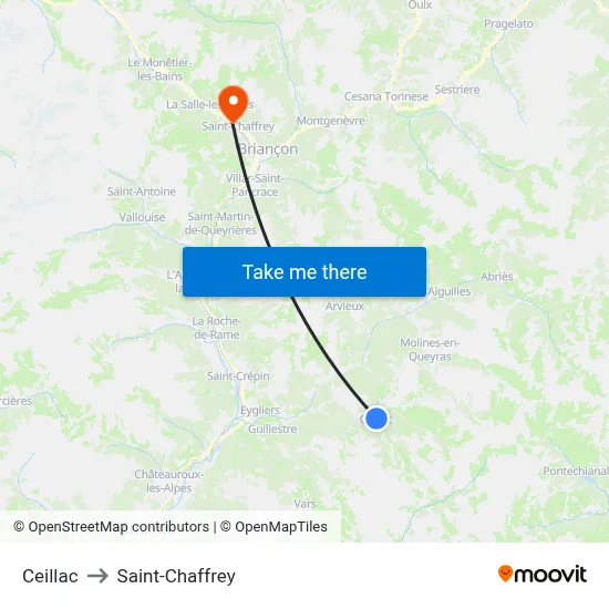 Ceillac to Saint-Chaffrey map