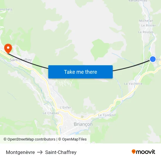 Montgenèvre to Saint-Chaffrey map