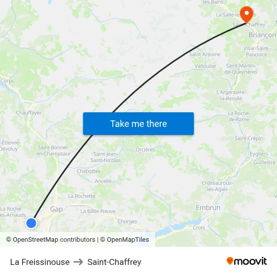 La Freissinouse to Saint-Chaffrey map