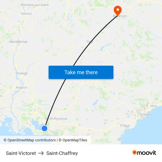 Saint-Victoret to Saint-Chaffrey map