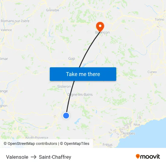 Valensole to Saint-Chaffrey map