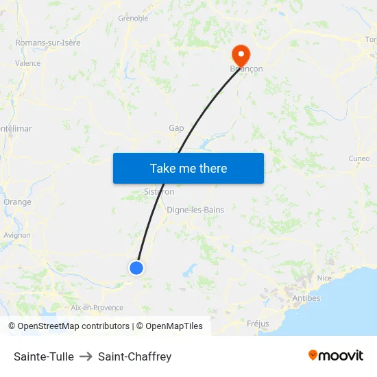 Sainte-Tulle to Saint-Chaffrey map