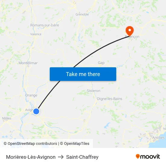 Morières-Lès-Avignon to Saint-Chaffrey map