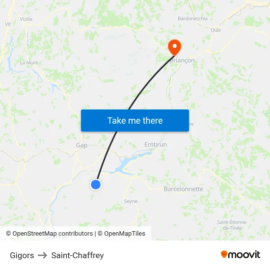 Gigors to Saint-Chaffrey map
