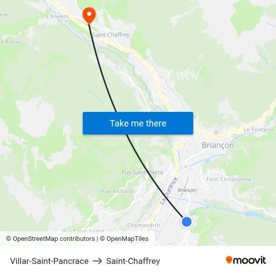 Villar-Saint-Pancrace to Saint-Chaffrey map