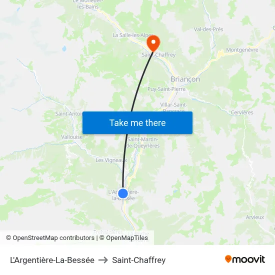 L'Argentière-La-Bessée to Saint-Chaffrey map