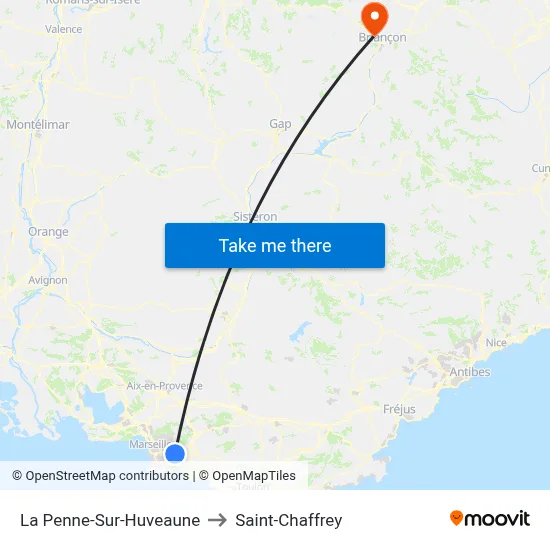 La Penne-Sur-Huveaune to Saint-Chaffrey map