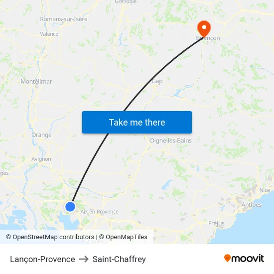 Lançon-Provence to Saint-Chaffrey map