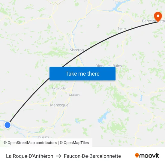 La Roque-D'Anthéron to Faucon-De-Barcelonnette map