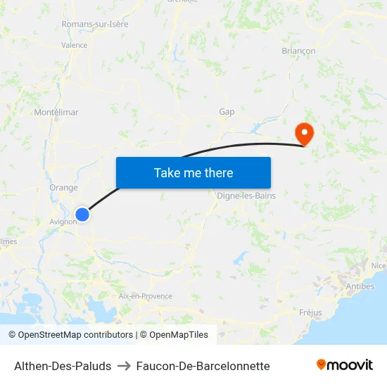 Althen-Des-Paluds to Faucon-De-Barcelonnette map