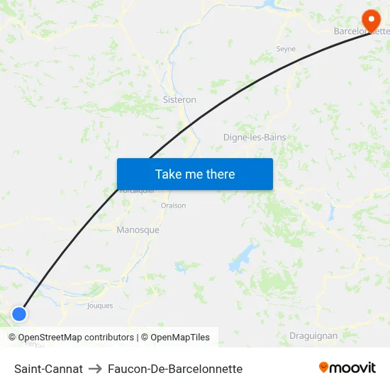 Saint-Cannat to Faucon-De-Barcelonnette map