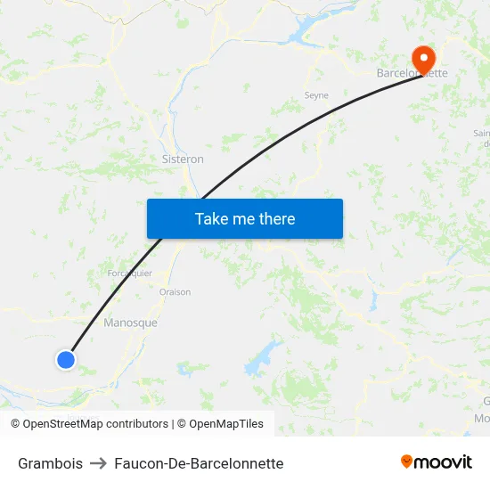 Grambois to Faucon-De-Barcelonnette map