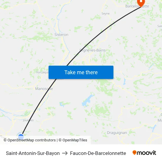 Saint-Antonin-Sur-Bayon to Faucon-De-Barcelonnette map