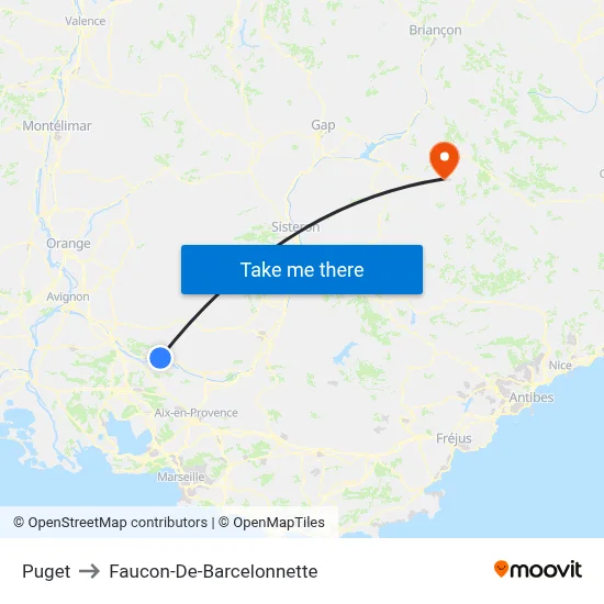Puget to Faucon-De-Barcelonnette map
