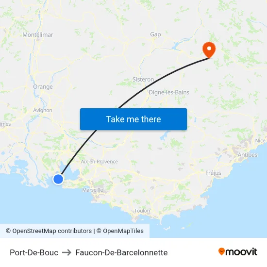 Port-De-Bouc to Faucon-De-Barcelonnette map