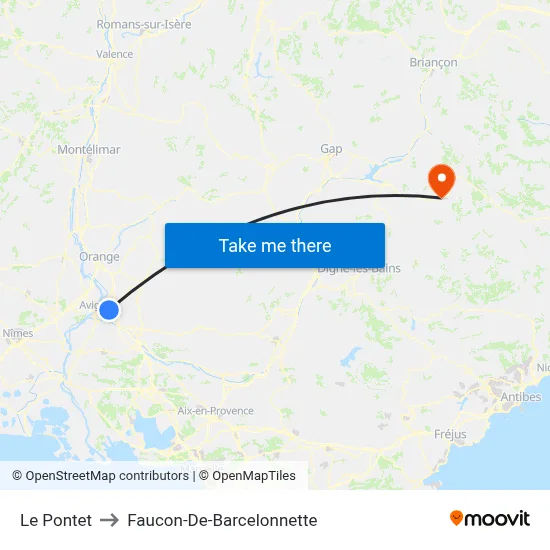 Le Pontet to Faucon-De-Barcelonnette map