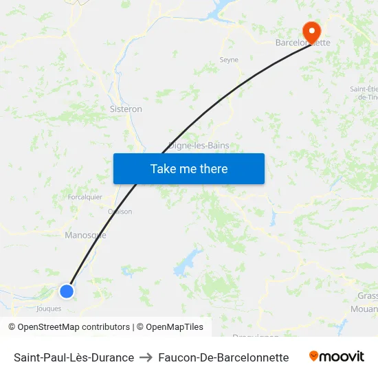 Saint-Paul-Lès-Durance to Faucon-De-Barcelonnette map