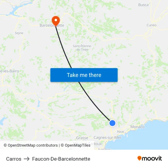 Carros to Faucon-De-Barcelonnette map