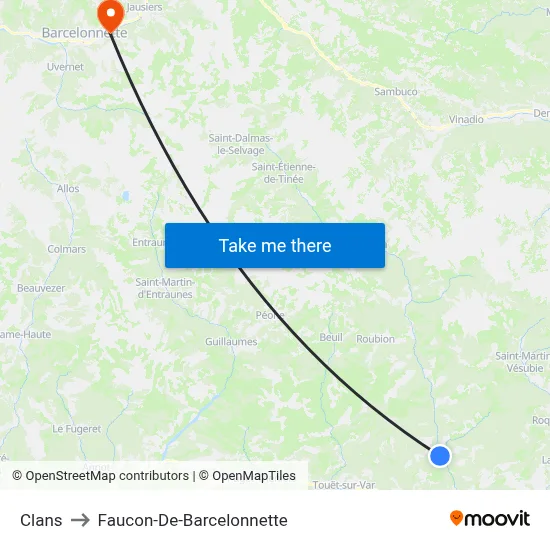 Clans to Faucon-De-Barcelonnette map