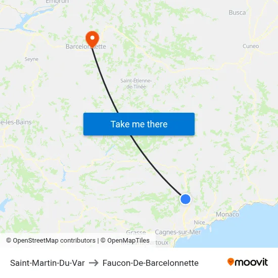 Saint-Martin-Du-Var to Faucon-De-Barcelonnette map