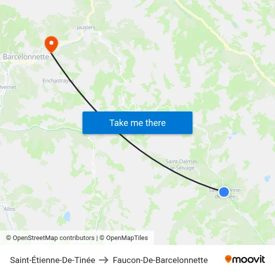Saint-Étienne-De-Tinée to Faucon-De-Barcelonnette map