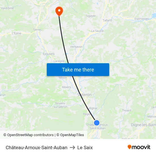 Château-Arnoux-Saint-Auban to Le Saix map