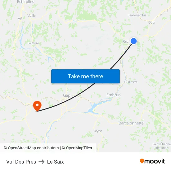 Val-Des-Prés to Le Saix map